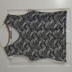 Croft & Barrow Stretch Blue Tan Paisley Active Tank Top Undershirt Size L